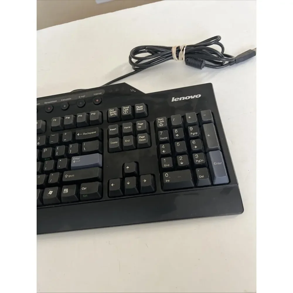 Vintage Lenovo SK-8815 Enhanced Performance USB Multimedia Keyboard For PC Black